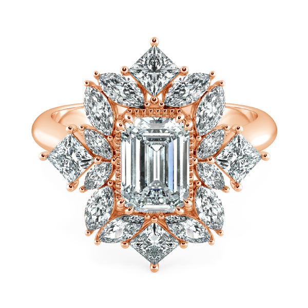 Nhẫn Kim Cương Emerald kết hợp Fancy Halo NKC8210 1